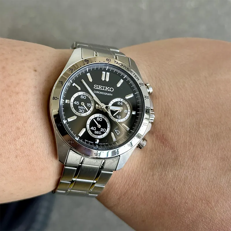 Seiko Spirit Chronograph Black Dial Silver-tone Men’s Watch- SBTR013